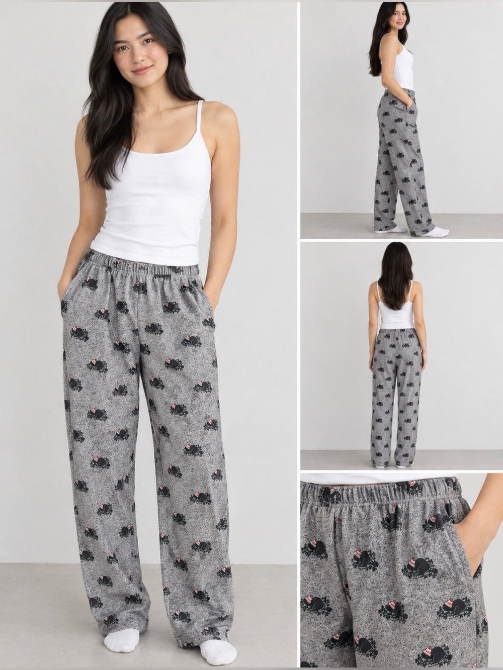 Roots Women's Gray Printed Lounge Pants - Cozy Sleepwear